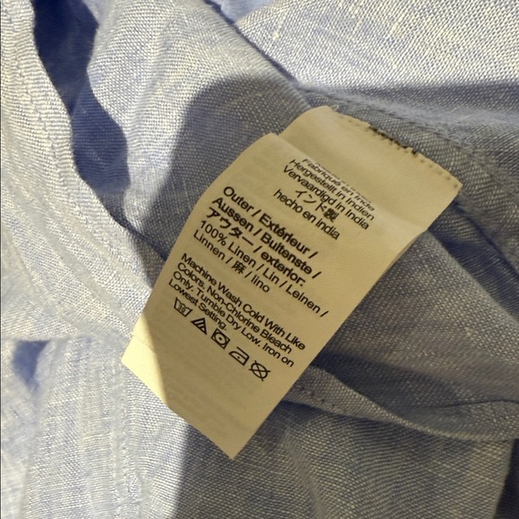 J Crew Sold Out Cabana Linen Dress Elegant Blue Full Slip Pockets XL - Picture 8 of 11